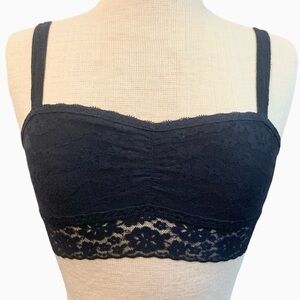Gilly Hicks Lace Unlined Bralette Size Small Navy Black Flower Abercrombie Y2K